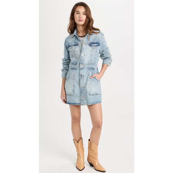 RE/DONE Size Small Trucker Dress Denim Opal Indigo Blue Jean $395 msrp I11-3 - Picture 1 of 7